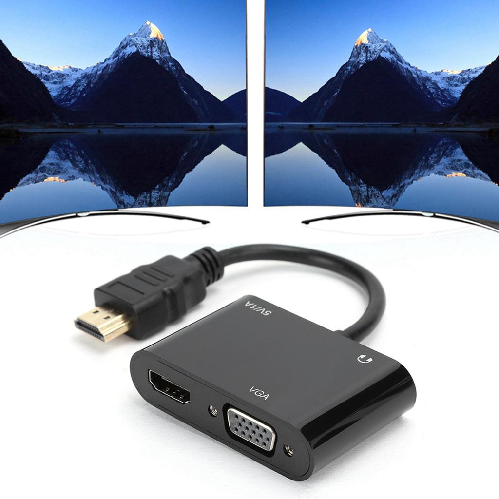 Video Converter HDMI To HDMIVGAMicor Power Supply 3.5mm 4K HD Simultaneous Display