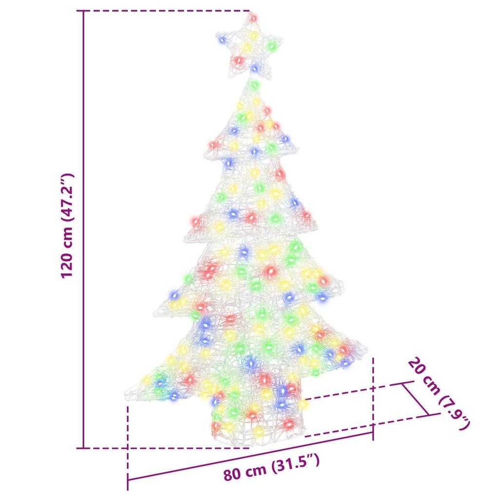 Christmas Tree with 100 Multicolor LEDs 120 cm Acrylic