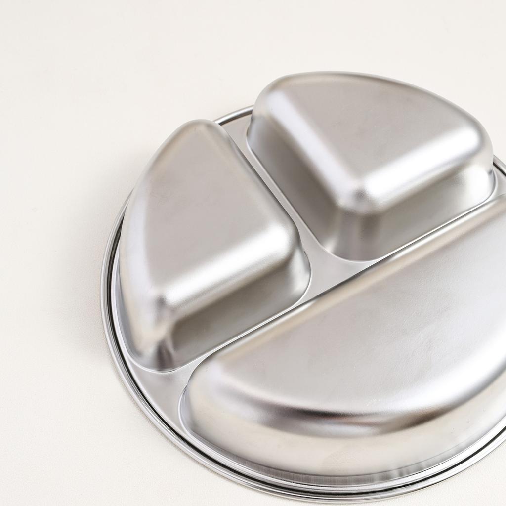 304 Stainless Steel Round Food Plates Stackable Divided Dinner Plate For Kids Students Deepened Fruit Salad Dish Dishwasher Safe