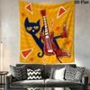 Pete Cat Joy Wall Hanging Printed Fabric Blanket Decorative Tapestries for Bedroom Living Room Home Decor