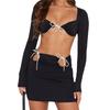European and American Women's Clothing Punk New Arrival 2024 Summer Sexy Bikini Long Sleeves Open Back Shoelace Sheath Skirt Outfit