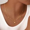 Stainless Steel Flat Cross Chain Zircon Heart Double Layer Necklace,Personalized Stacking Design Necklace,Valentine's Day Gift