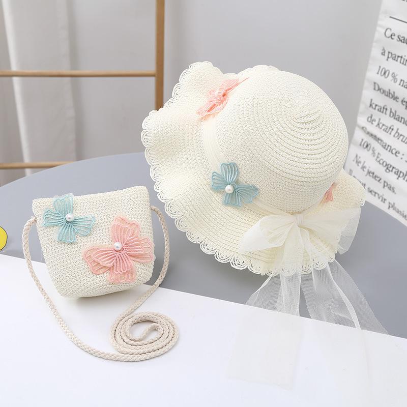 Kinder Sonnenhut Sommer Mädchen Sonnenhut Strohhut Spitze Prinzessin Strandhut