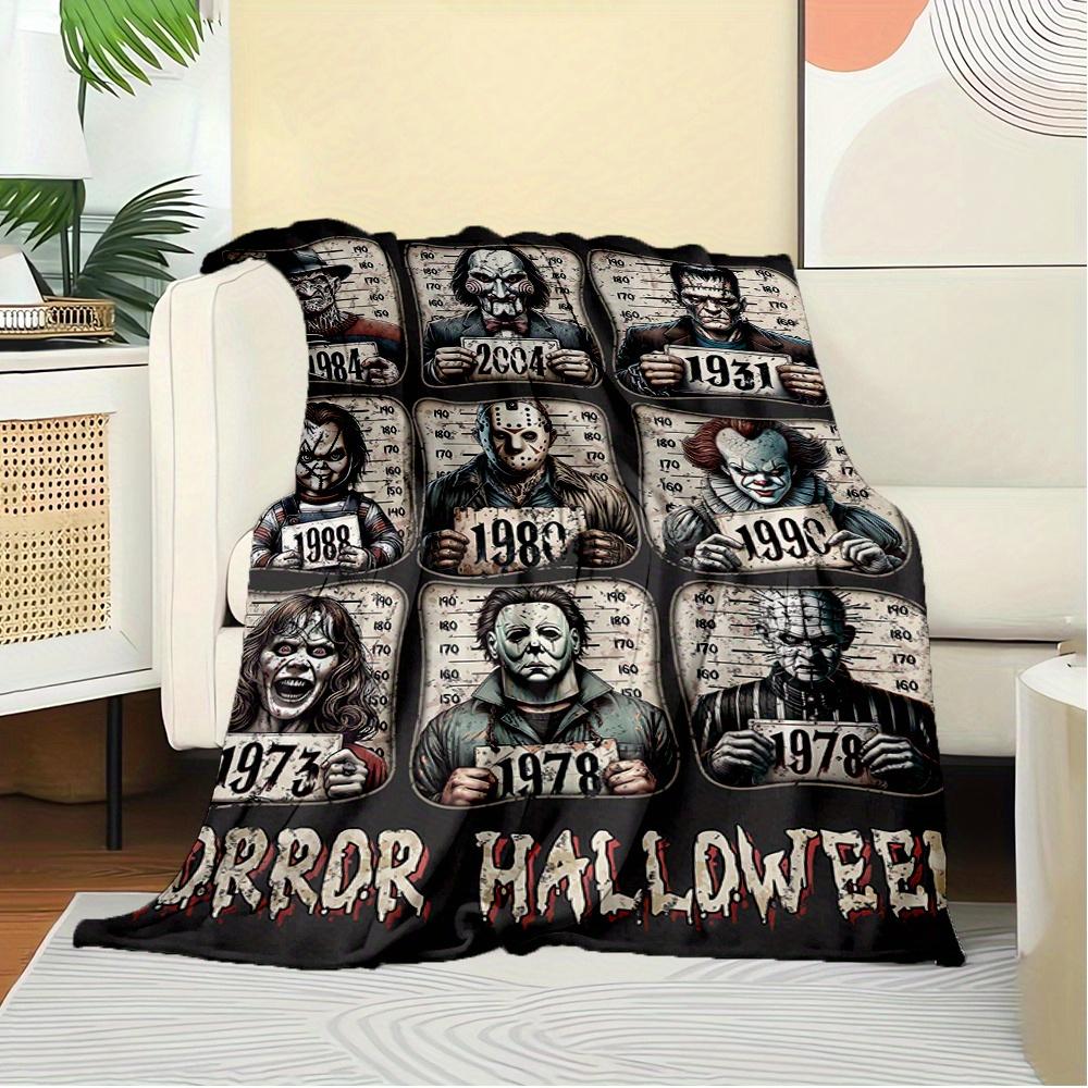 1pc Horror,Halloween,CharactersTheme Digital Printed Flannel Blanket, Super Soft Plush Fleece Bed Cover, Multi-Function Four Seasons Hypoall