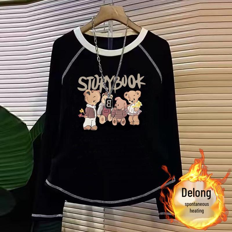 

Женский двусторонний бархатный топ с длинным рукавом 2024 - Новый осенне-зимний шик и универсальность XL (for 62.5-67.5 kg)