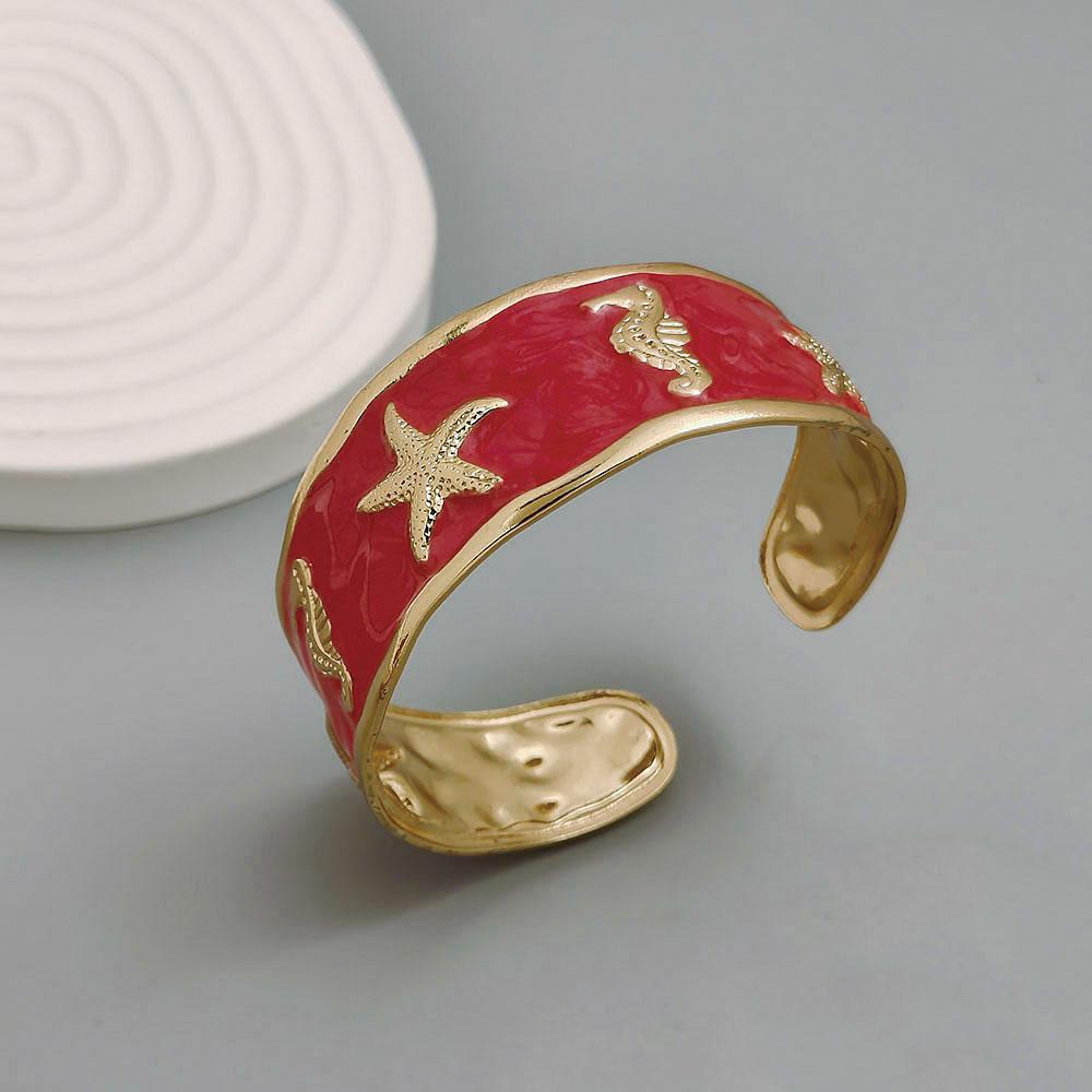 Best-selling Women s Gold Plated Stainless Steel Dripping Oil Open Bangle Bracelet Simple Fashionable Customizable Hand
