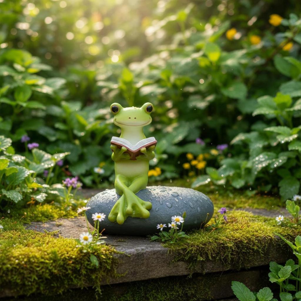 Cartoon Frog Figurine Decorative Gift Idea for Office Desk, Balcony, Garden