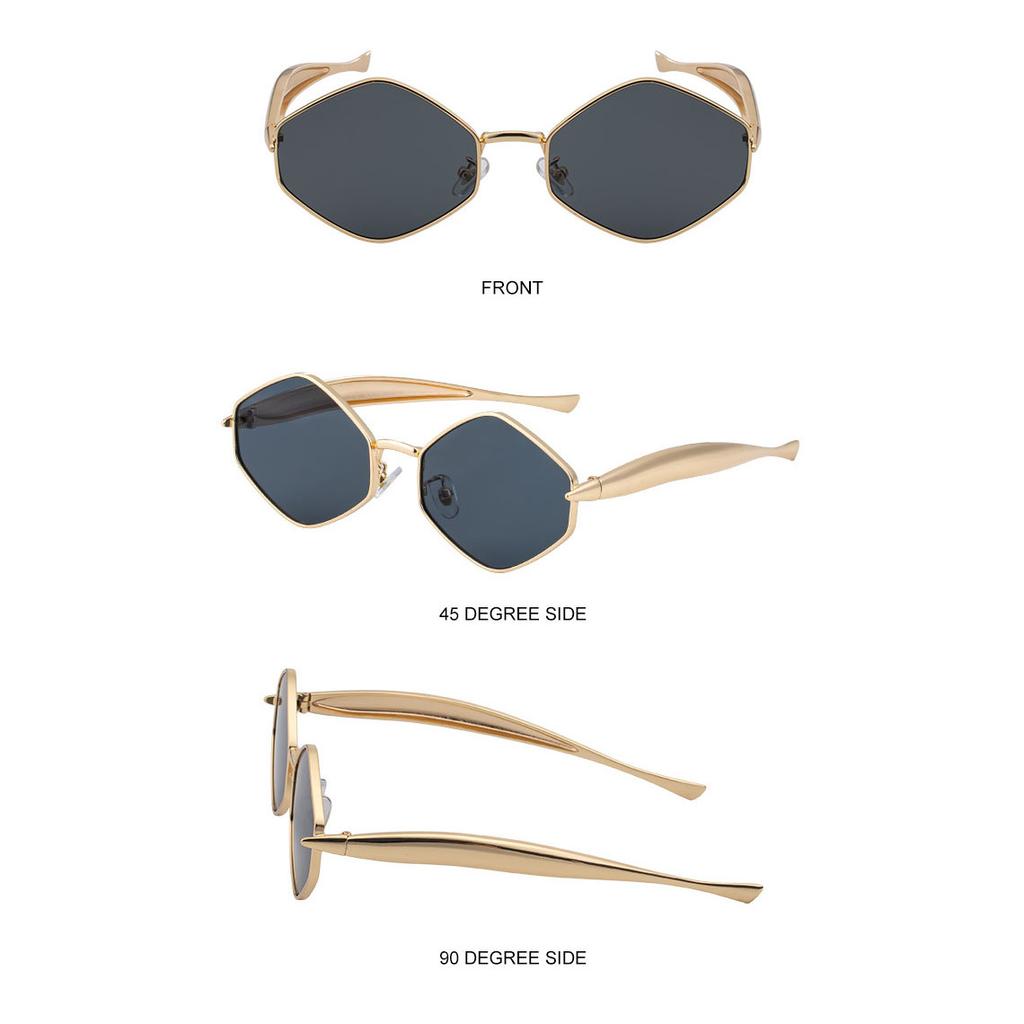 Popular y2k Metal Hexagon Sunglasses Women Men Luxury Designer Steampunk Vintage Small Frame UV400