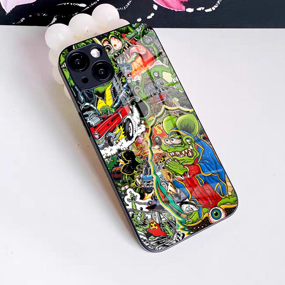 Funny Rat Fink Phone Case For IPhone 17 Pro Max 16 15 14 Pro Max 13 11 X Xs Xr 8 7Plus Glass Cover