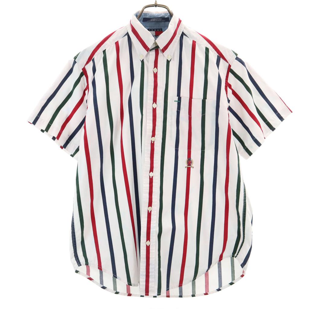 Tommy Hilfiger 90s Old Striped Pattern Short Sleeve Button Down Shirt S Men's Used