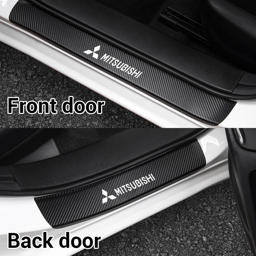 4Pcs Car Door Carbon Fiber Sill Scuff Plate Decoration Sticker For Mitsubishi Space Star Lancer 9 Outlander Xl Eclipse Cross Asx