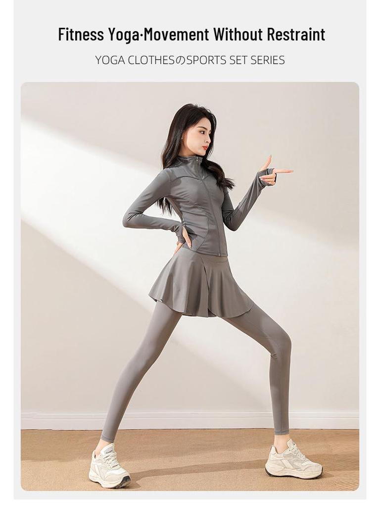 Damen 2024 High-End Lauf- & Yoga-Outfit: Modisches Rock- und Hosen-Set für Outdoor-Fitness