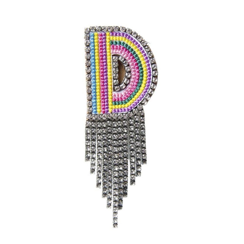 Embroidery Rhinestone Tassel  Brooch A-Z Letter Banquet Clothes Pin  Decoration