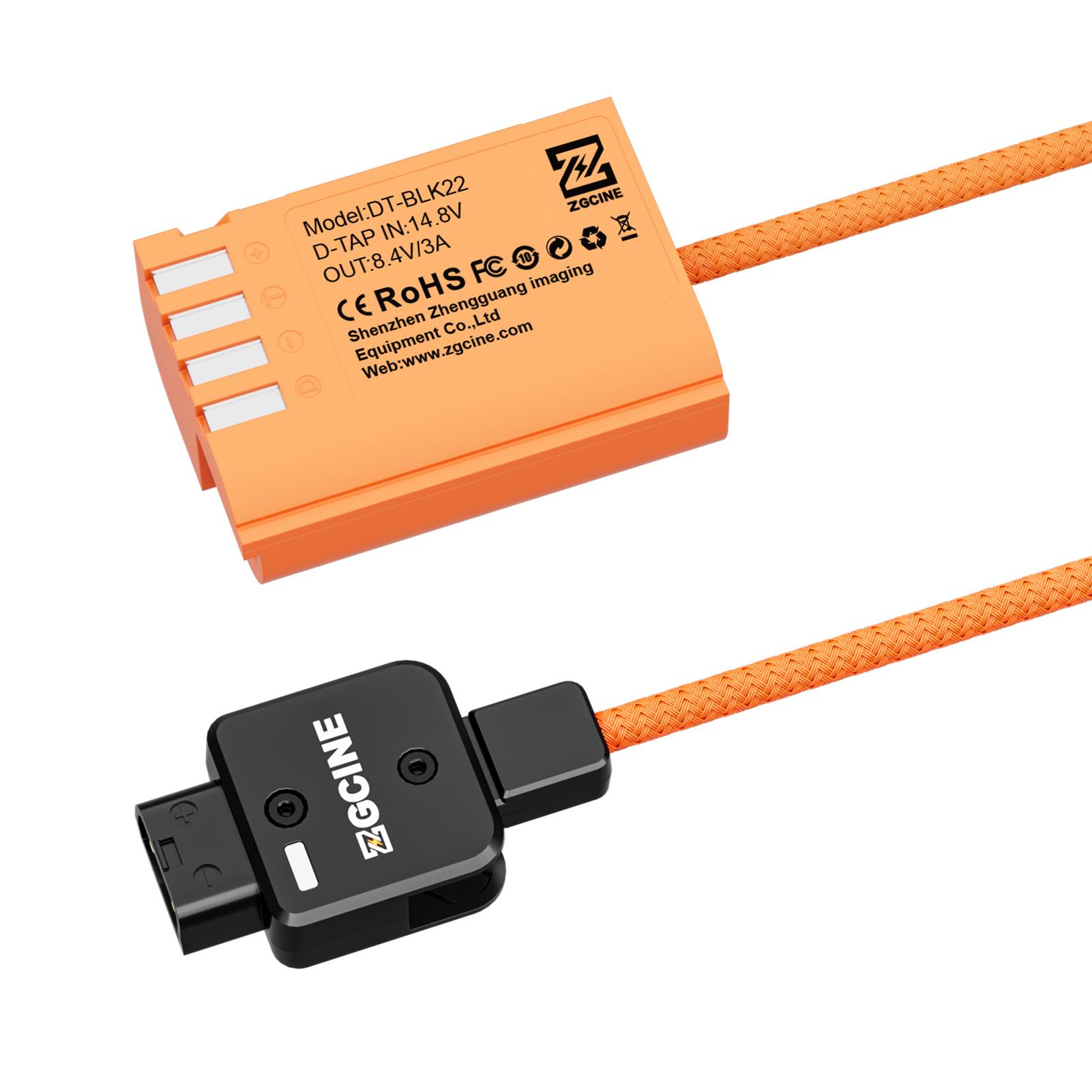 

ZGCINE DMW-BLK22 фиктивная батарея с разъемом D-Tap кабель питания длиной 60 см D-Tap к DMW-BLK22 фиктивная батарея оранжевый