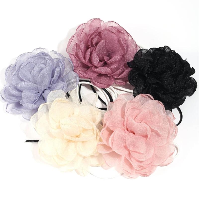 Vintage Big Flower Choker Necklace for Women Gifts Elegant Lace-up Rope Chain Necklace Fashion Jewelry Accessories