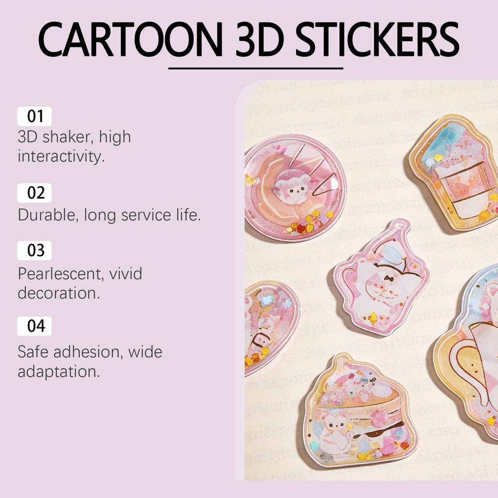Cartoon 3D Wiggle Stickers, Made Of PVC, Featuring Various Cute Shapes And Soft, Fresh Color Schemes For Journal Decoration.