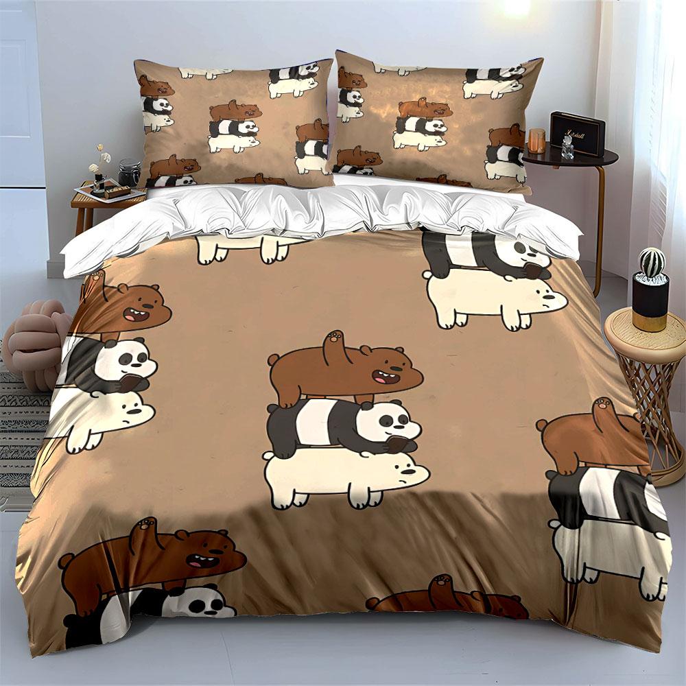 Cute Bear Stack Cartoon Print Bedding Duvet Cover Set Duvet Cover Pillowcases (1*Duvet Cover 2*Pillowcases, Without Duvet Insert)