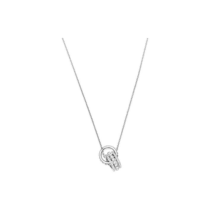 Swarovski Hyperbola Double Ring Hollow Crystal Necklace Women necklace Silver 5409696 Box (Random Color)