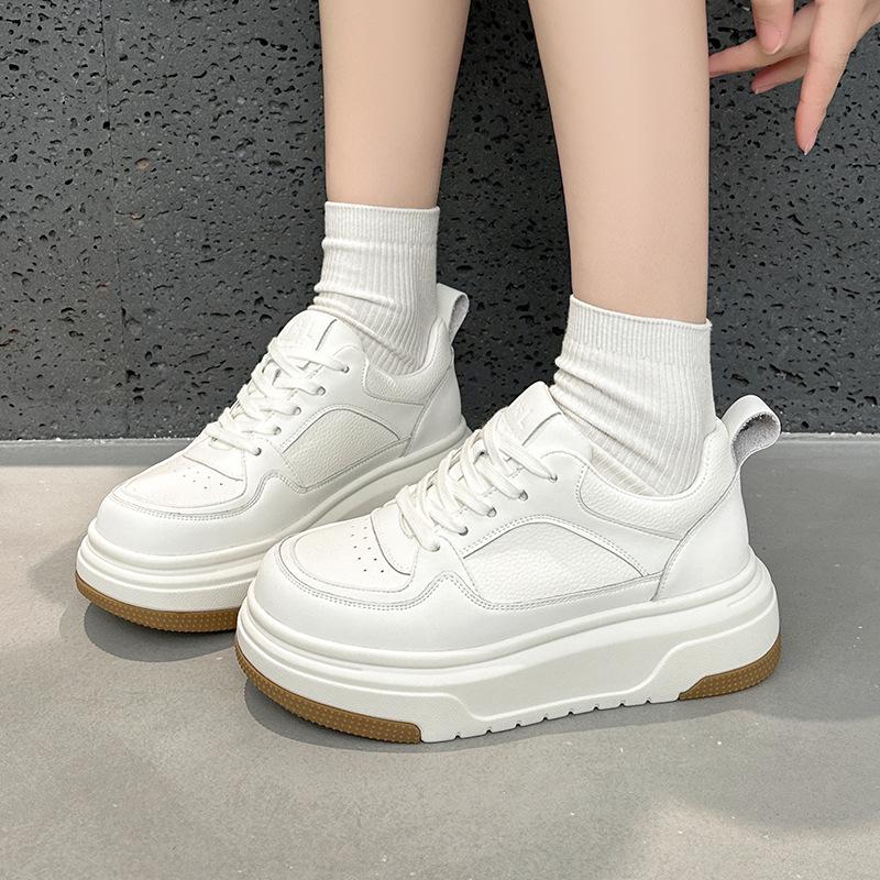 Thick-soled Leather Spring New Breathable College Style Casual Board Shoes Tide