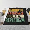 Eat Sleep Cricket Repeat Hot Sale Printing High Qiality Warm Flannel Blanket Eat Sleep Cricket Repeat Cricket Scorer Cricket