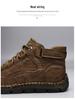 Men's Plus-Size Handmade Leather Ankle Boots: Fashionable Lace-Up Casual Shoes