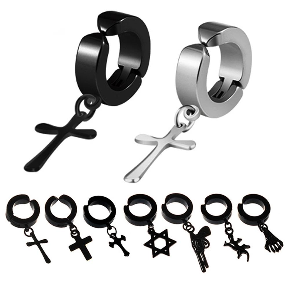 Fashion Rock Style Hypoallergenic Cross Shaped Titanium Steel Ear Clip Accessories