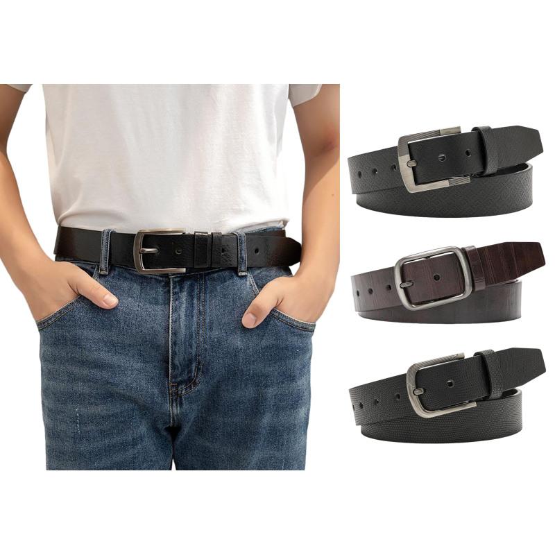 

Мужской повседневный ремень для платья из искусственной кожи, ремни для джинсов с металлической пряжкой, однотонный деловой декоративный широкий