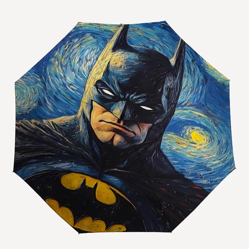 1pc Batman Starry Night Automatic Folding Umbrella - Compact 8-Rib Design,Festive Gift for Friends & Family, Compact Umbrella 21110