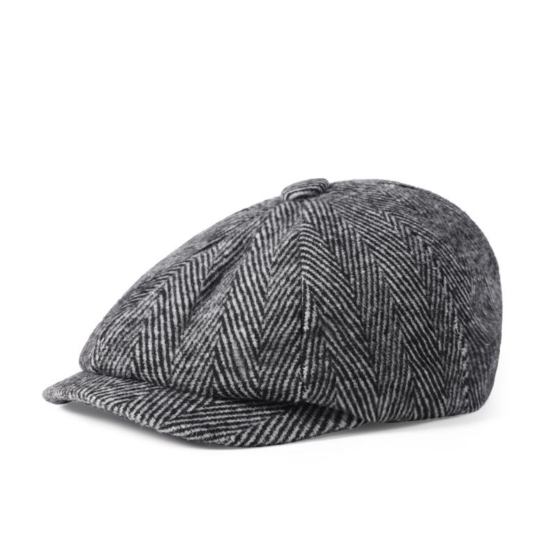 Bavlněný baret Pánská malířská čepice Newsboy čepice Klobouk Rybí kost Osmihranný klobouk