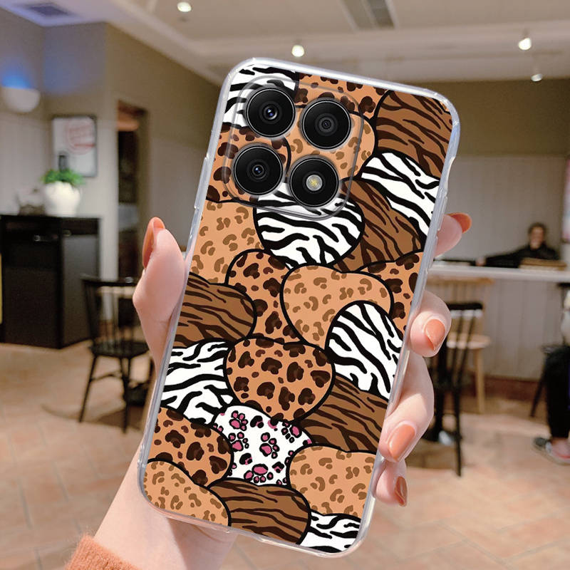 Clear Case For Honor X8b X8A X8 X7C X6 X6A X6B 70 Lite 200 Smart X7a Leopard Print Basic Phone Cover Soft Butterfly Pattern Bags