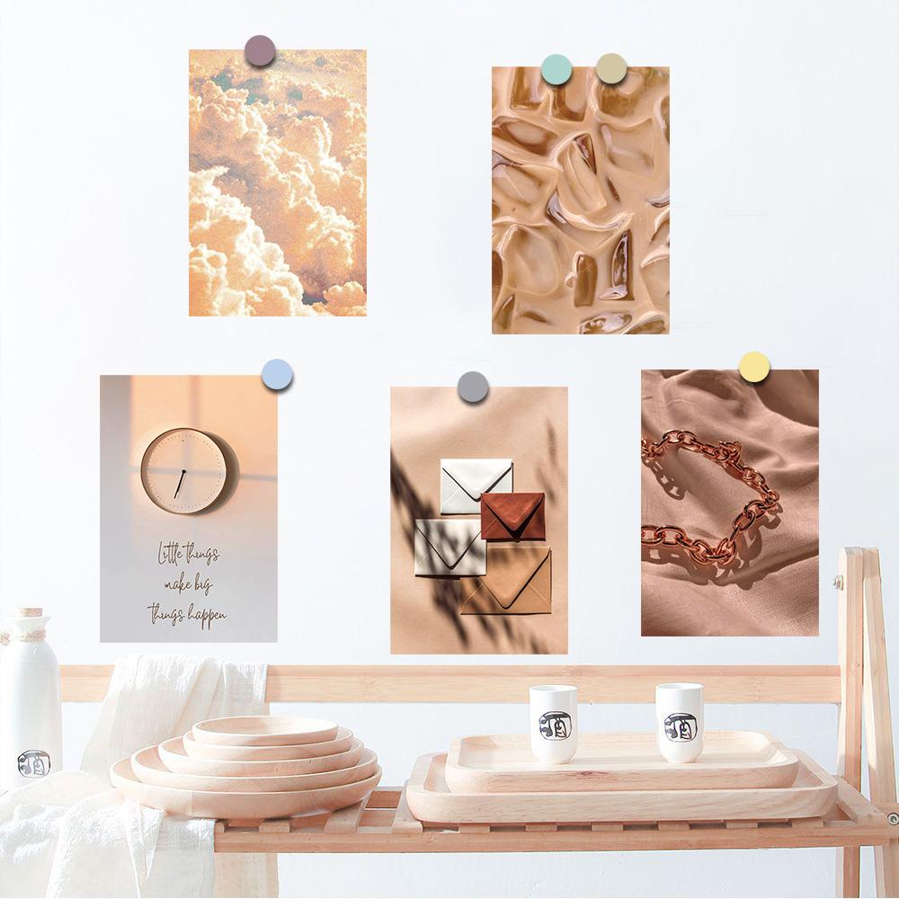 20PCS Beige Posters Sticker Collage Photography Collocation Room Background Decorative Background Wall Decoration Card