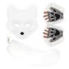 Nadýchaná kožešina Fox Tail Keychain Cat Tlaps Rukavice a Wolf Therian Mask Sada pro Halloween Cosplay kostýmní doplňky
