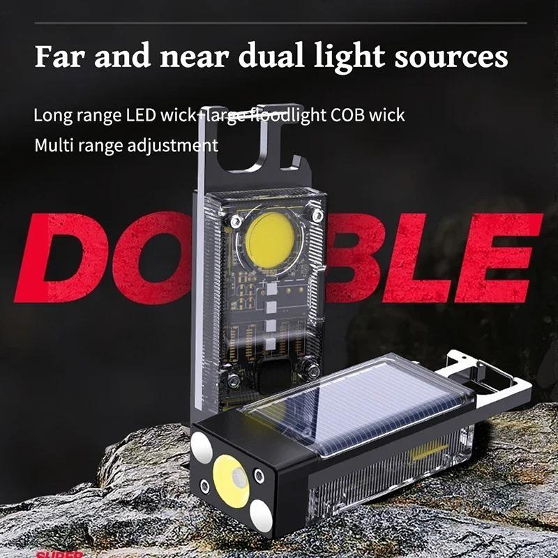 Multi functional bottle opener, flashlight, keychain, USB charging,2000mah outdoor fishing and camping work light, mini work light