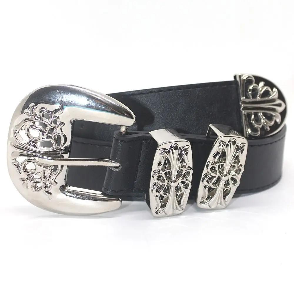 2025 New Punk Style Women's Fashion Belt Y2k Hollow Carving Cross Buckle Casual Versatile Decorative Belt Women's Accessories
