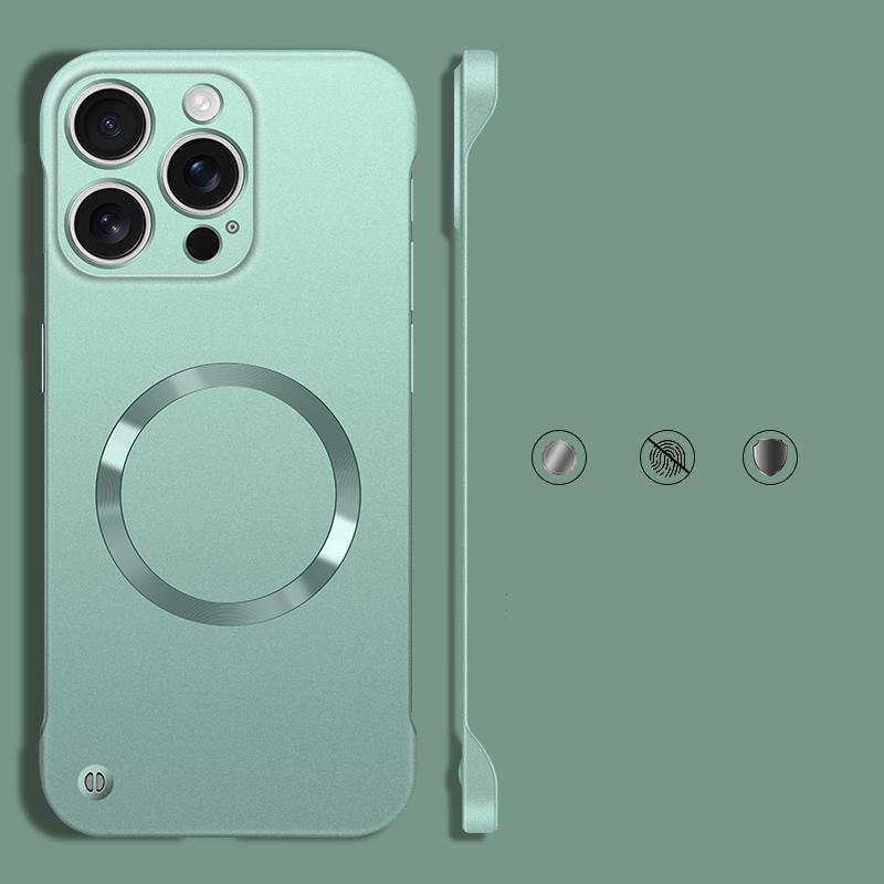 Slim PC Frameless Magnetic Phone Case For iPhone 16 Pro Max 15 Pro 14 Plus 13 12 for MagSafe Matte Shockproof Solid Color Bumper Cover