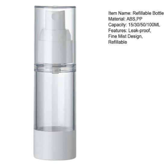 15/30/50/100ML Travel Refillable Bottle Leak-proof Fine Mist Spray Bottle Lotion Pump Bottle Clear Portable Cosmetic Empty Bottle Storage Container