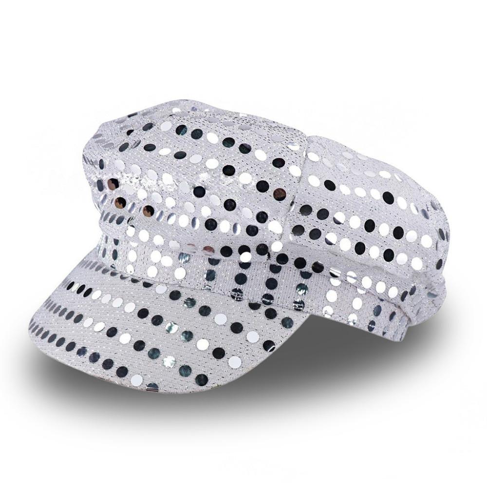 Dress Up Glitter Caps Octagonal Costume Hat Halloween Disco Sequin Hat Men Women