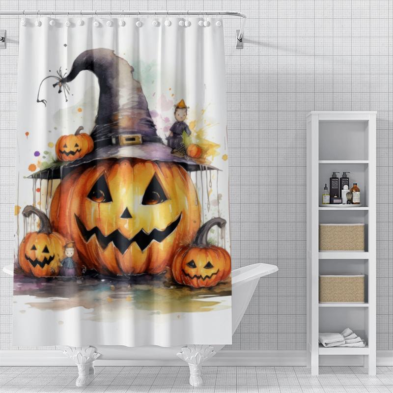 Home Shower Curtains for Bathroom Waterproof Fabric Modern Nordic Style Living Room Curtain Halloween Autumn Pumpkin Decoration