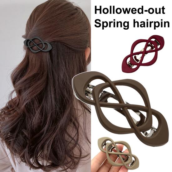 Hair Barrette Retro Style Hollow Metal Spring Design Back Head Hair Clip Women Matte Finish Hair Accessories