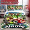 3pcs Duvet Cover Set (1*Duvet Cover + 2*Pillowcase, Without Core), Custom Name Ben 10 Cartoon Pattern Bedding Set, Home Bedroom Decor Gift