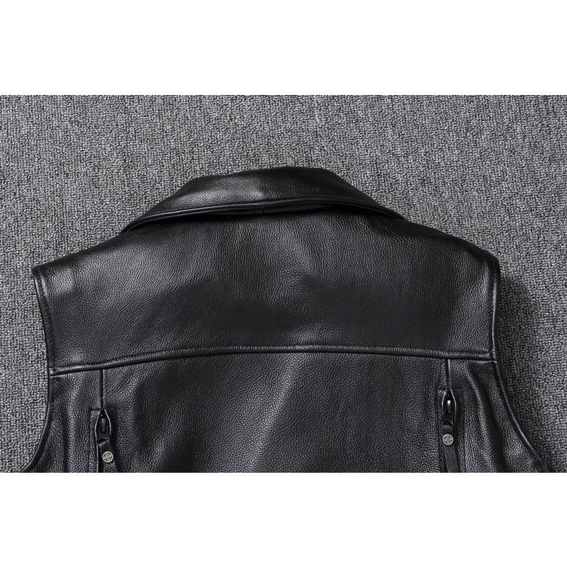 Motorkárska vesta čínskej veľkosti Vrchná vrstva hovädzej kože Vesta Pánske tenké krátke oblečenie na motorku Jazdecká bunda bez rukávov Originálna kravská klubová vesta