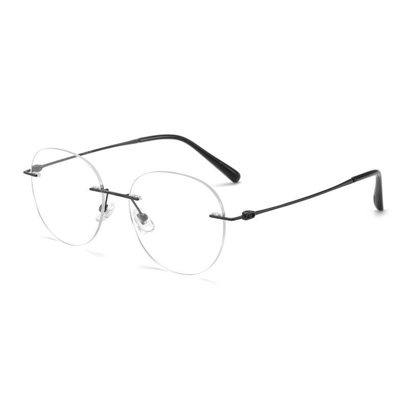 

Ultralight Titanium Rimless Glasses, Large Oval Frame, Women s Slimming Design, Cold Sense Style, Compatible with Lenses - Model 9023