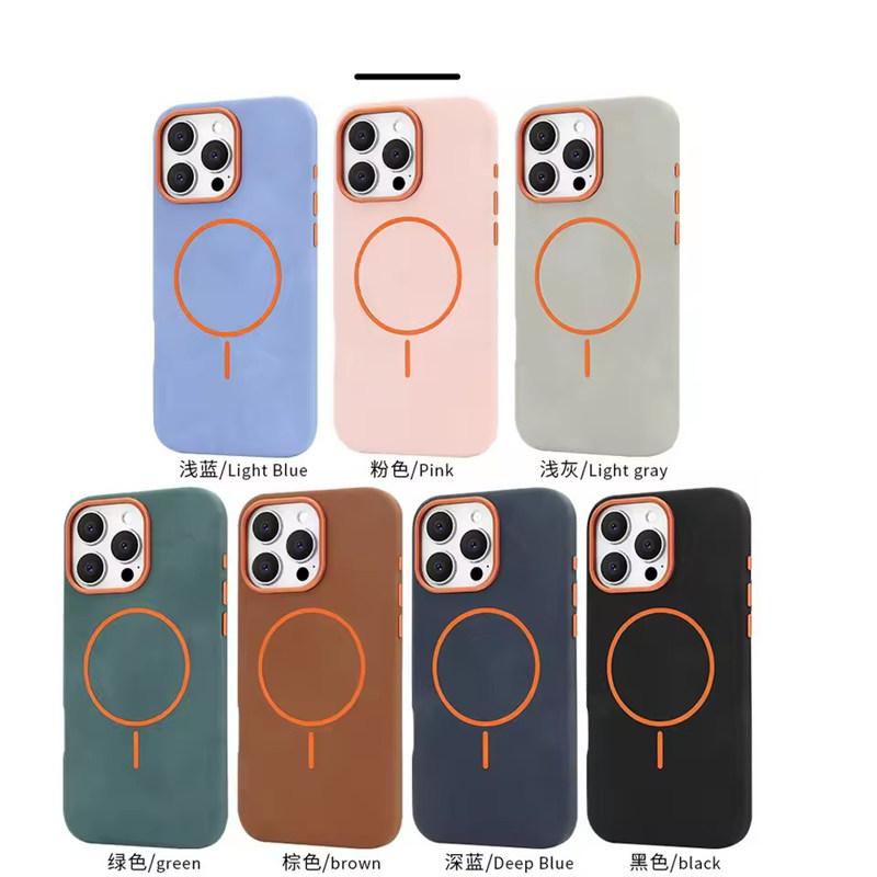 Luxus TPU Leder Magsafe Telefon Fall Für iPhone 16 15 14 13 Pro Max Magnetische Drahtlose Lade Legierung Objektiv Stoßfest Abdeckung