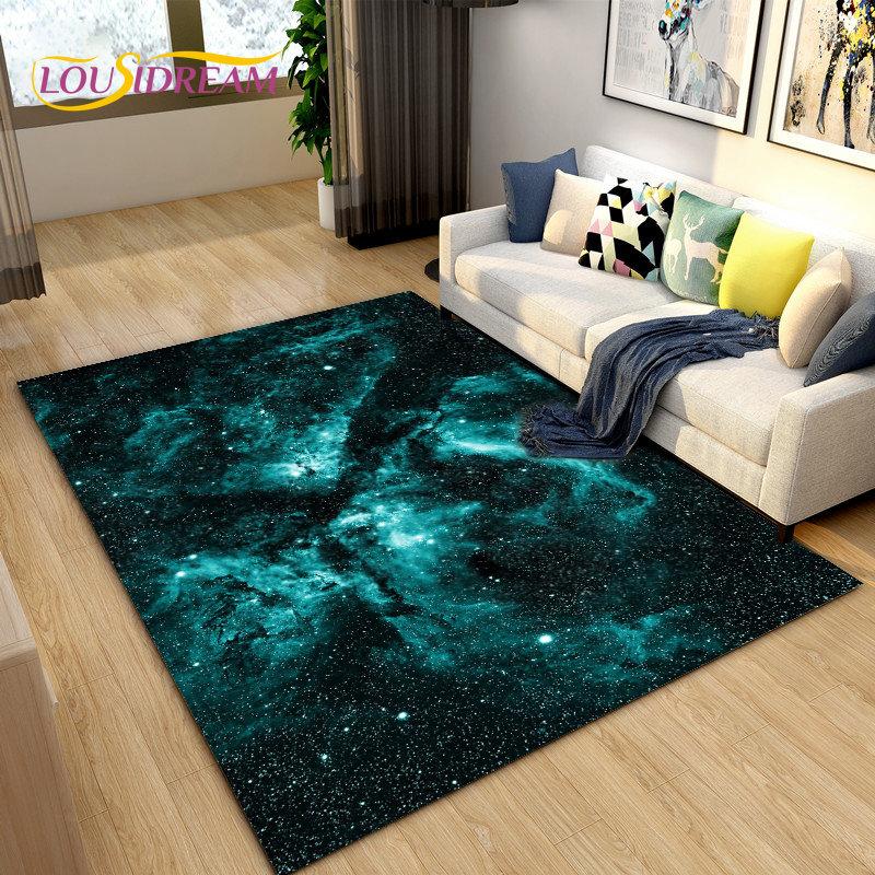 Tappeto Area Stelle Spazio Universo Galassia, Tappeto per Soggiorno Decorazione Camera dei Bambini, Tappetino Antiscivolo per Gioco e Gattonamento Bambini