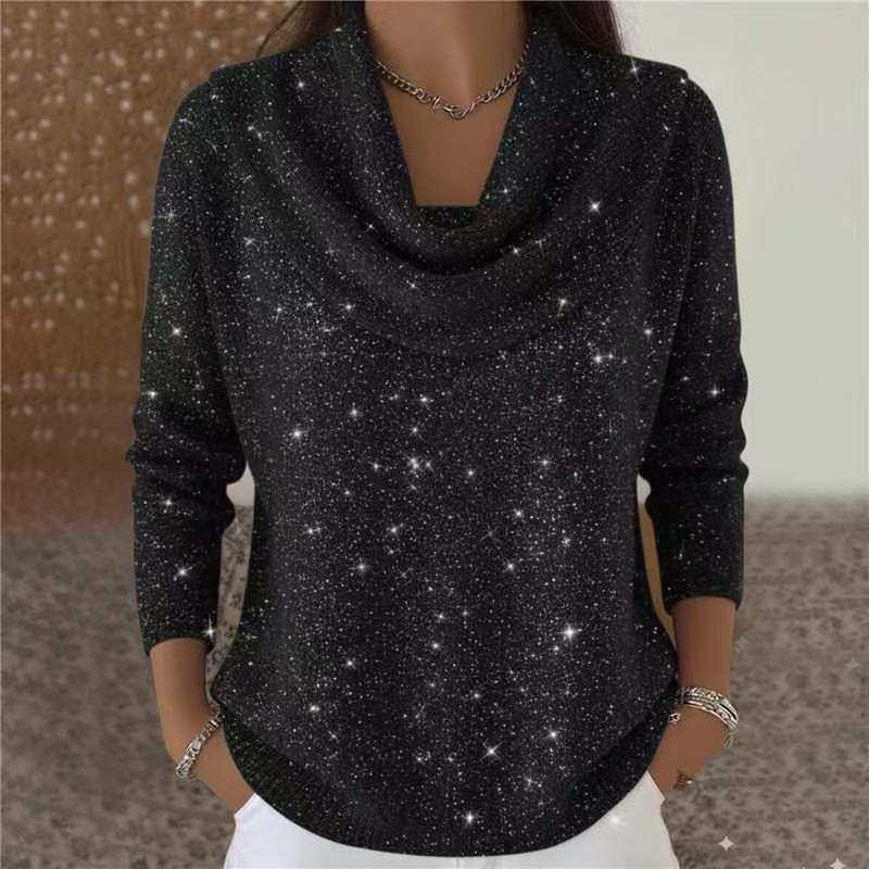 In-Stock 2025 Sequin Shiny Loose Knit Sweater for Autumn/Winter