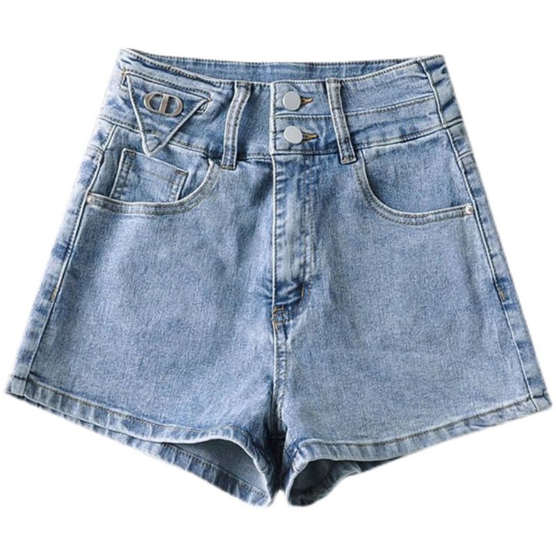 Ur Washed High Waist Metal-Decorated 3-Color Denim Shorts