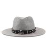 Men and women's new belt decoration outdoor travel seaside sunshade sun protection straw hat spring and summer British style jazz hat