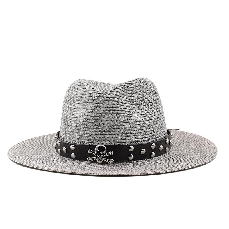 Men and women's new belt decoration outdoor travel seaside sunshade sun protection straw hat spring and summer British style jazz hat