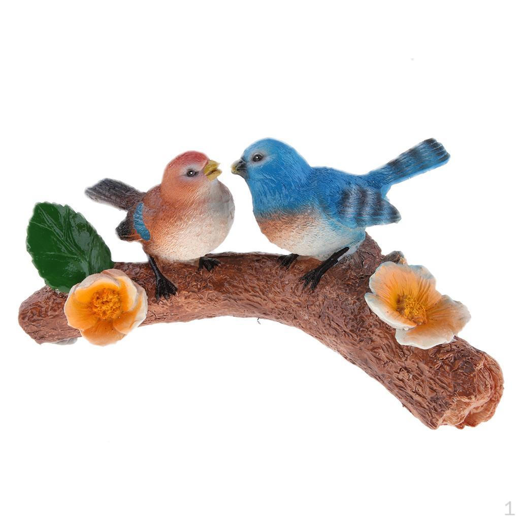 2Pcs Decoraitve Resin Bird Perching Branch with , for home and garden
