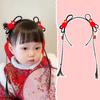 Braid Hair Chinese New Year Headwear Tassel Red Bow Hairband Cute Children Wig Headband  Girls